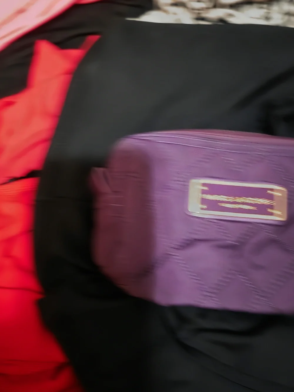 Marc Jacobs Quilted Purple Cosmetic Case with Gold Plaque
